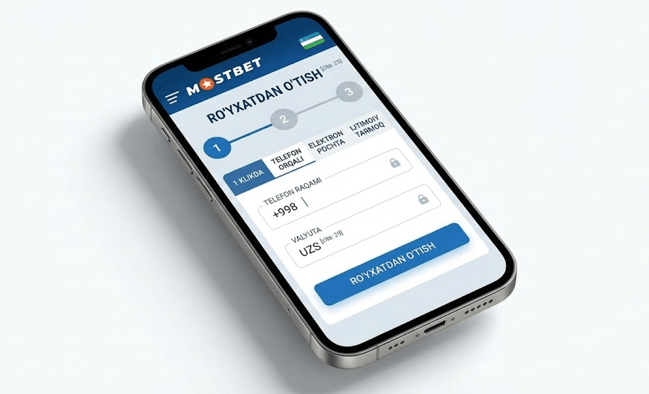 Mostbet Uzbekistan da ro'yxatdan o'tish jarayoni - mobil ilova interfeysi